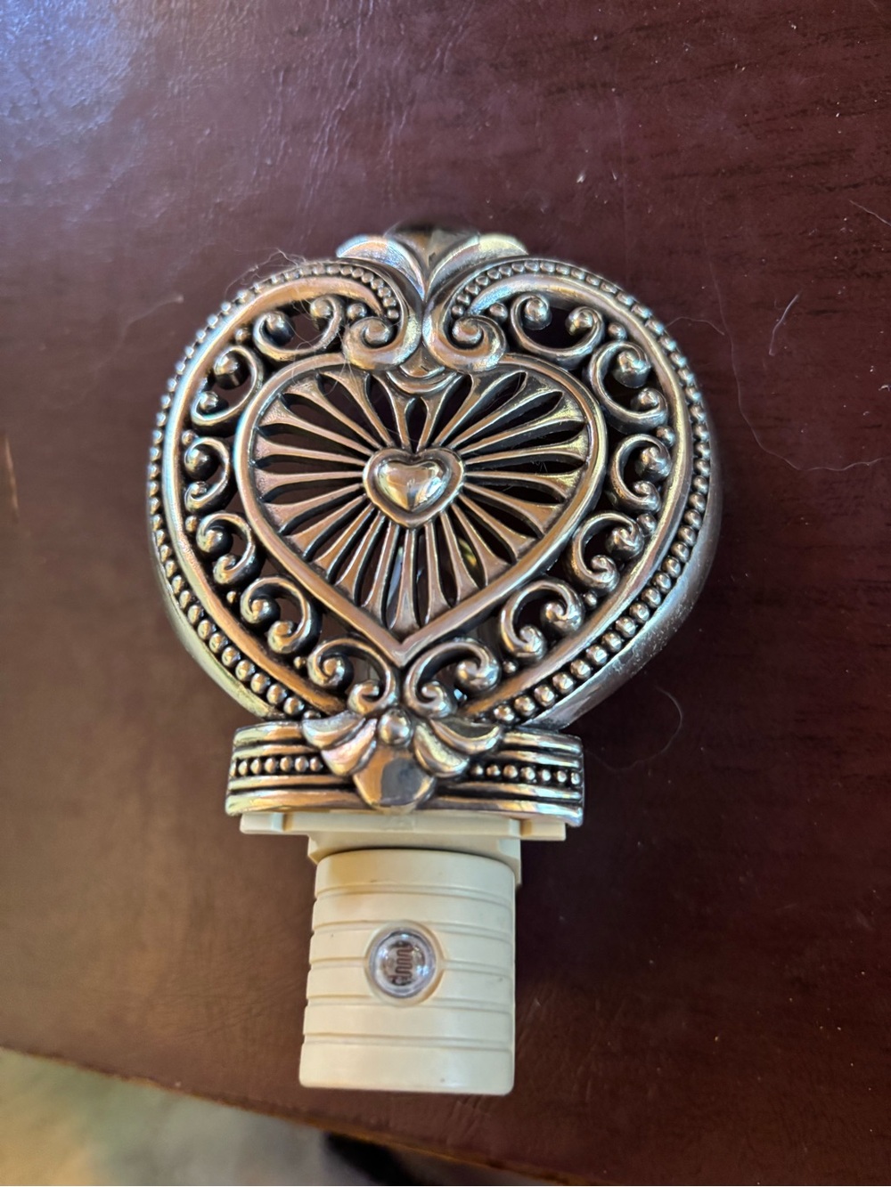 Brighton NWOT Bright Heart Nightlight Silver Plated Scroll Filigree Home Decor